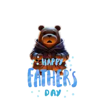 a happy father 's day greeting card with a teddy bear in a trench coat