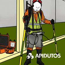 a cartoon of a man wearing a helmet that says api