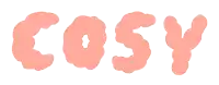 the word cosy is written in pink clouds
