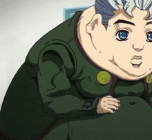 a close up of a cartoon character with a very large head and a very large belly .