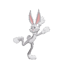 a cartoon character named bugs bunny is standing on one leg
