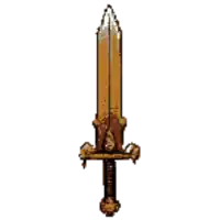 a pixel art drawing of a sword with a claw on the handle .