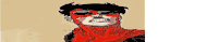 a drawing of a man wearing a red mask