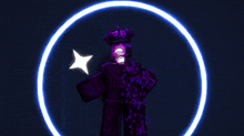 a person with a crown on their head is in a circle with a star