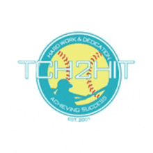 a logo for tch2hit with a softball in the center