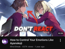 a video on how to control your emotions like ayanokoji