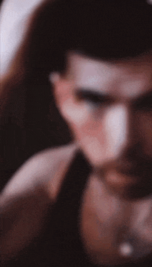 a blurry picture of a man 's face with a beard