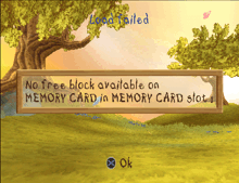 a computer screen displays a message that says no free block available on memory card in memory card slot