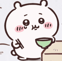 a cartoon of a bear holding a cup of coffee