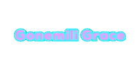 the name gonemill grace is written in blue and pink on a white background