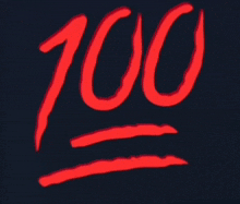 a red sign that says 100 on a dark background