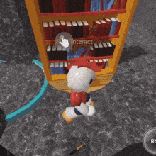 a cartoon character is standing in a circle in a video game with the r button visible