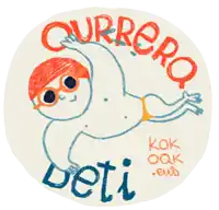 a drawing of a swimmer with the word beti written below it