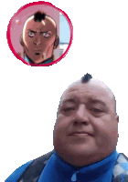 a man with a mohawk and a picture of a man with a mohawk behind him