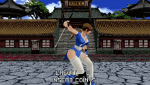 a video game screen shows a woman holding a sword and the words credit 0 insert coin ( s )