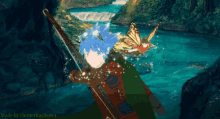 a painting of a boy with blue hair and a butterfly is made by hunterrayderyg