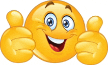 a cartoon smiley face is giving two thumbs up