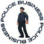 a police officer is standing in a circle with the words police business written around him