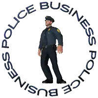 a police officer is standing in a circle with the words police business written around him