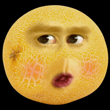 a yellow circle with a face on it and a black background