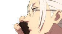 a man with glasses is talking on a cell phone and the word hurry is on the bottom right