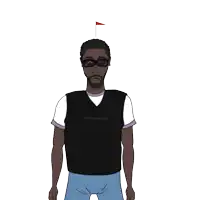 a cartoon of a man with the words the red flag is looking green below him