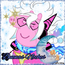 a picture of peppa pig with the words buenas noches in the corner
