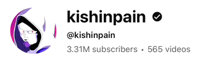 a logo for kishinpain shows a woman 's face and says 3.31m subscribers and 565 videos