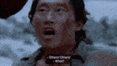 a close up of a man 's face with a caption that says others others what ..