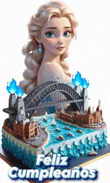 a picture of elsa from frozen on a birthday cake