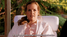 a woman is sitting in a chair and says he said i loved cookie-dough milkshakes more than him
