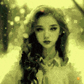 a painting of a woman with long hair and a white shirt and tie