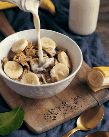 Breakfast Cereal And Milk And Banana GIF - Breakfast Cereal And Milk And Banana GIFs