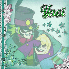 a picture of a man with a top hat and the word yaoi on it
