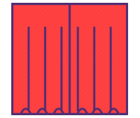 a red and purple icon of a person 's legs on a white background