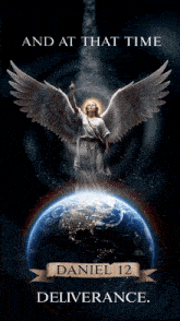 a poster for daniel 12 deliverance shows an angel standing over the earth