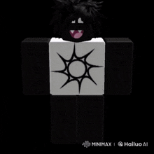 a white shirt and black shorts with a white background and the words minimax and hailuo ai below it