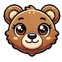 a cartoon drawing of a brown teddy bear 's face