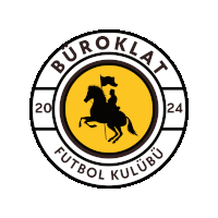 a logo for buroklat futbol kulubu with a man riding a horse in the center