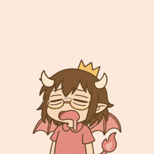 a cartoon drawing of a girl with horns and a crown
