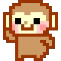 a pixel art drawing of a monkey with a pink cheek