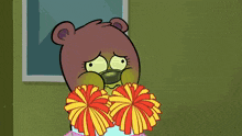 a cartoon rabbit is blowing up a pink bubble gum