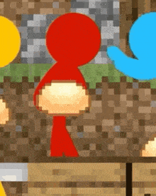 a group of stick figures are standing next to each other in a minecraft game .