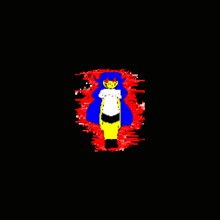 a pixel art of a girl with blue hair