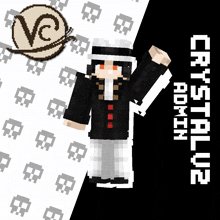 a minecraft character with the name crystalline on the bottom