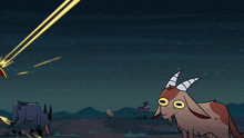 a cartoon drawing of a goat being struck by a lightning bolt