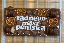 a chocolate bar that says ' radnego masz peniska ' on it