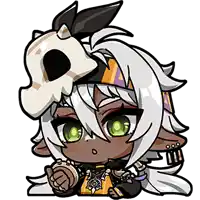 a cartoon character with a skull on his head