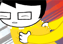 a cartoon of a person with a yellow shirt on