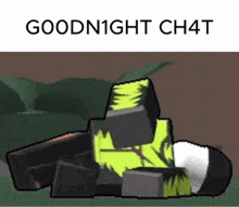 a person is laying on top of a pile of blocks with the words `` goodnight ch4t '' written on it .